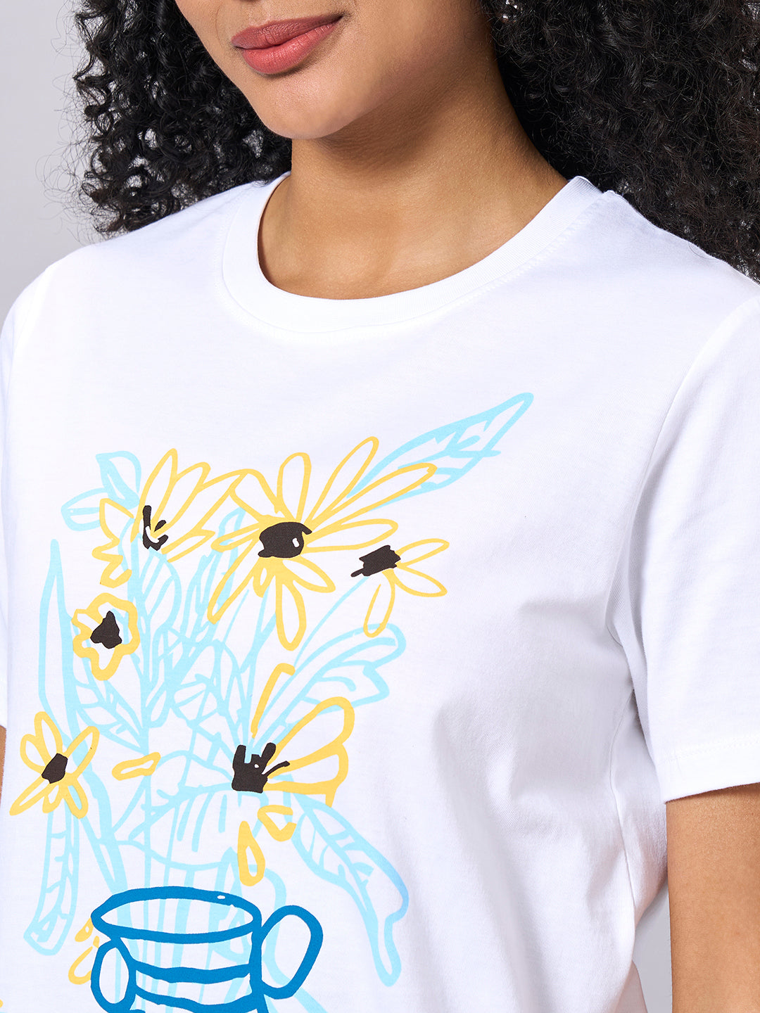 Women's White 100% Organic Cotton Regular Fit Tshirt