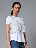 Women's Cotton Linen Regular Fit Waistcoat White