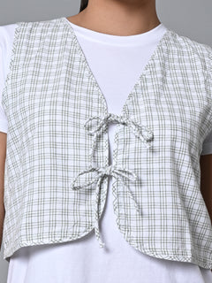 Women’s Cotton Linen Regular Fit Waistcoat White