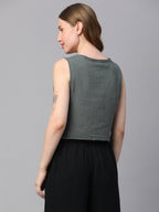 Women's Grey Cotton Regular Fit Waistcoat