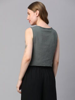 Women’s Cotton Regular Fit Waistcoat Grey