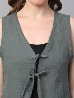 Women’s Cotton Regular Fit Waistcoat Grey