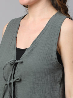 Women’s Cotton Regular Fit Waistcoat Grey