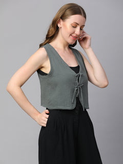 Women’s Cotton Regular Fit Waistcoat Grey