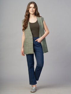 Women’s Linen Boxy Fit Waistcoat Olive