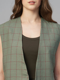Women’s Linen Boxy Fit Waistcoat Olive