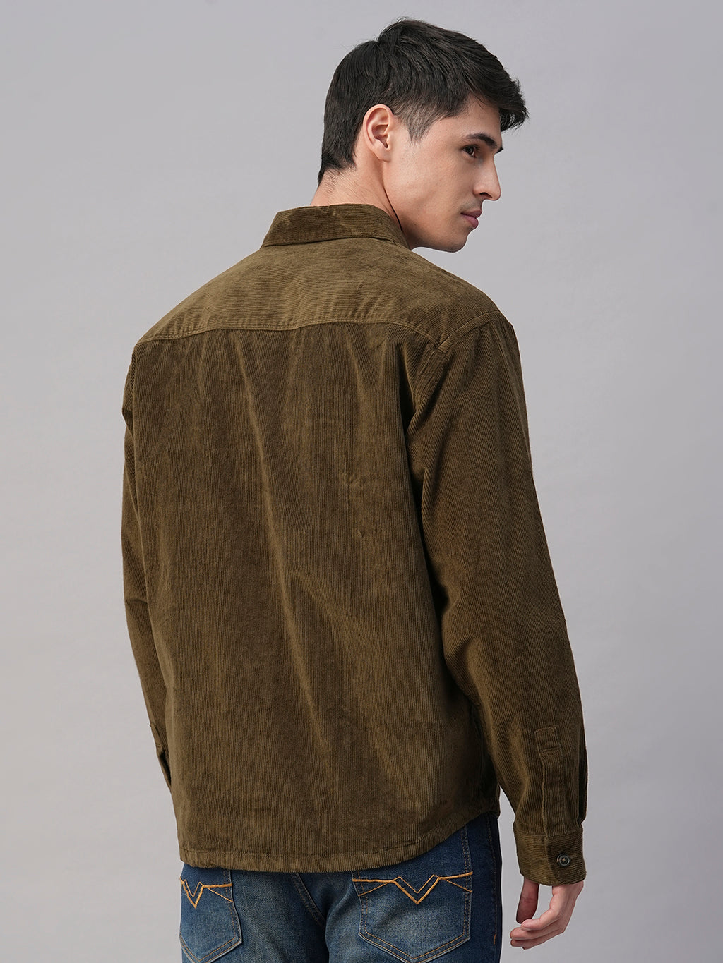 Men's Corduroy Olive 100% Cotton Regular Fit Jackets