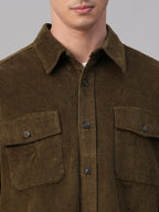 Men's Corduroy Olive 100% Cotton Regular Fit Jackets