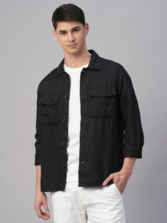 Men’s Linen Regular Fit Jacket Black