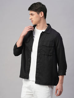 Men’s Linen Regular Fit Jacket Black