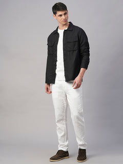 Men’s Linen Regular Fit Jacket Black