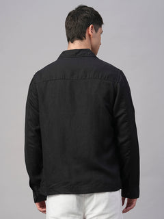 Men’s Linen Regular Fit Jacket Black