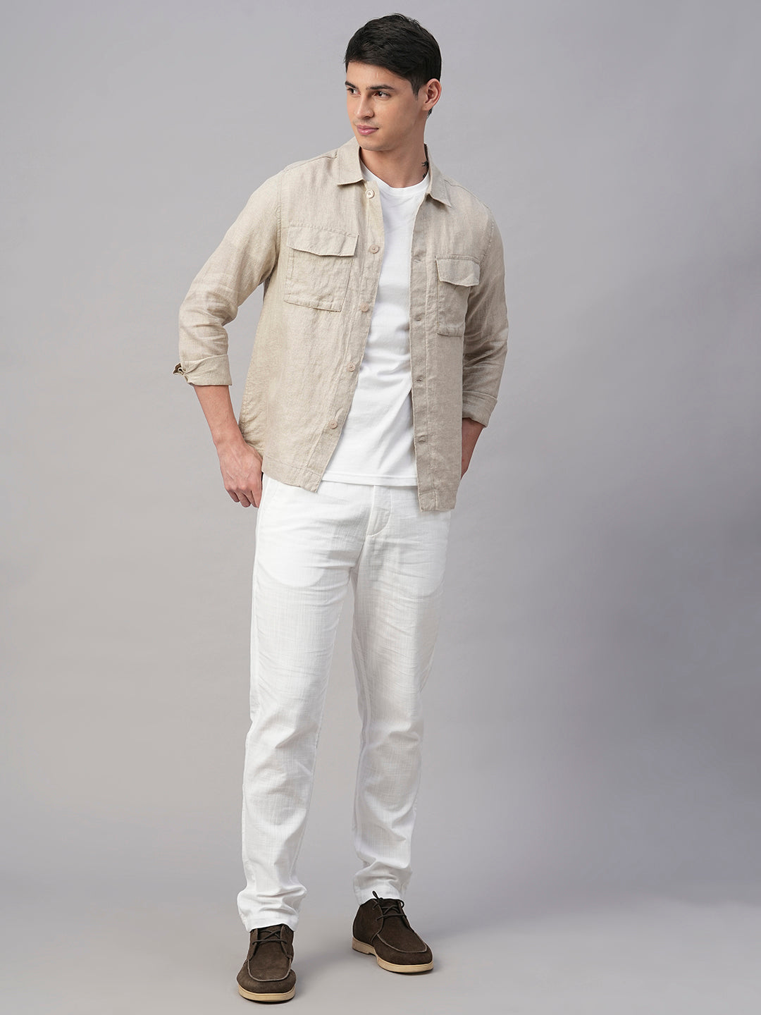 Men's Natural 100% Linen Regular Fit Jacket