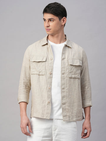 Men's Natural Pure Linen Regular Fit Light Weight Summer Jacket