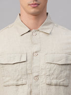 Men's Natural Pure Linen Regular Fit Light Weight Summer Jacket