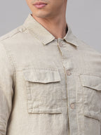 Men's Natural Pure Linen Regular Fit Light Weight Summer Jacket