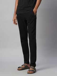 Men's 100% Cotton Regular Fit Knit pant Black
