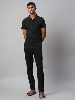 Men's 100% Cotton Regular Fit Knit pant Black