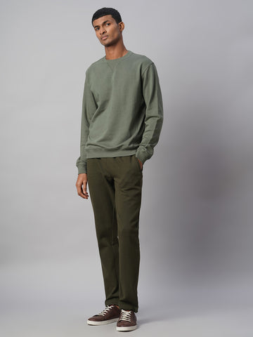 Men's Green 100% Cotton Regular Fit Knit pant