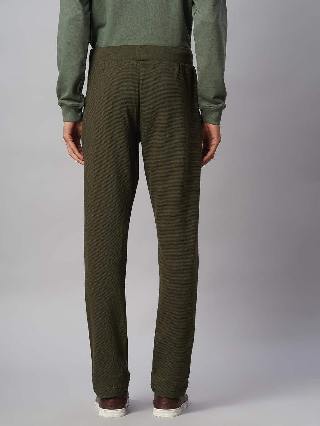 Men's Green 100% Cotton Regular Fit Knit pant