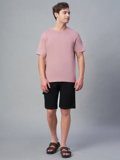 Men's Cotton Elastane Regular Fit Knit Shorts Black