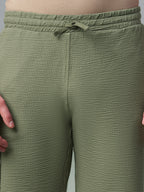 Men's Olive Cotton Elastane Regular Fit Knit Shorts