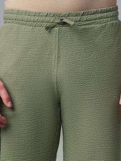 Men's Cotton Elastane Regular Fit Knit Shorts Olive