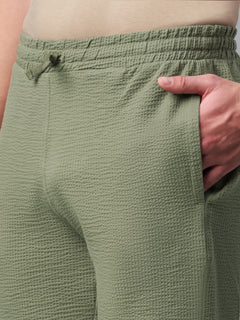 Men's Cotton Elastane Regular Fit Knit Shorts Olive