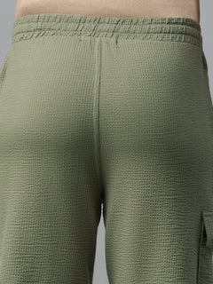 Men's Cotton Elastane Regular Fit Knit Shorts Olive