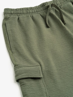 Men's Cotton Elastane Regular Fit Knit Shorts Olive