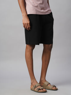 Men's 100% Cotton Regular Fit Knit Shorts Black