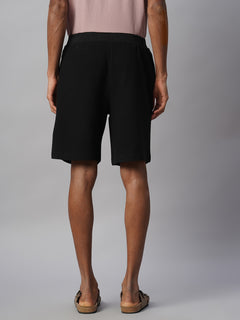 Men's 100% Cotton Regular Fit Knit Shorts Black