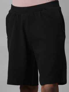 Men's 100% Cotton Regular Fit Knit Shorts Black