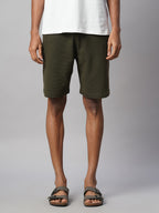 Men's 100% Cotton Regular Fit Knit Shorts Green