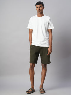 Men's 100% Cotton Regular Fit Knit Shorts Green