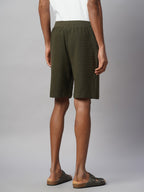 Men's 100% Cotton Regular Fit Knit Shorts Green