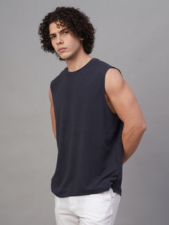 Men's Cotton Bamboo Elastane Regular Fit Knit Vest Navy