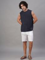 Men's Navy Cotton Bamboo Elastane Regular Fit Knit Vest