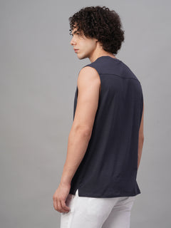 Men's Cotton Bamboo Elastane Regular Fit Knit Vest Navy