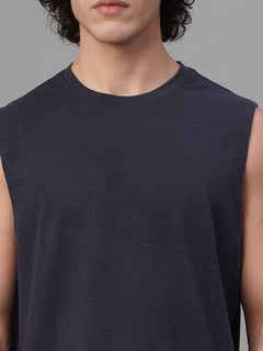 Men's Cotton Bamboo Elastane Regular Fit Knit Vest Navy