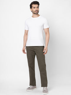 Men’s Lycra Cotton Regular Fit Pant Olive