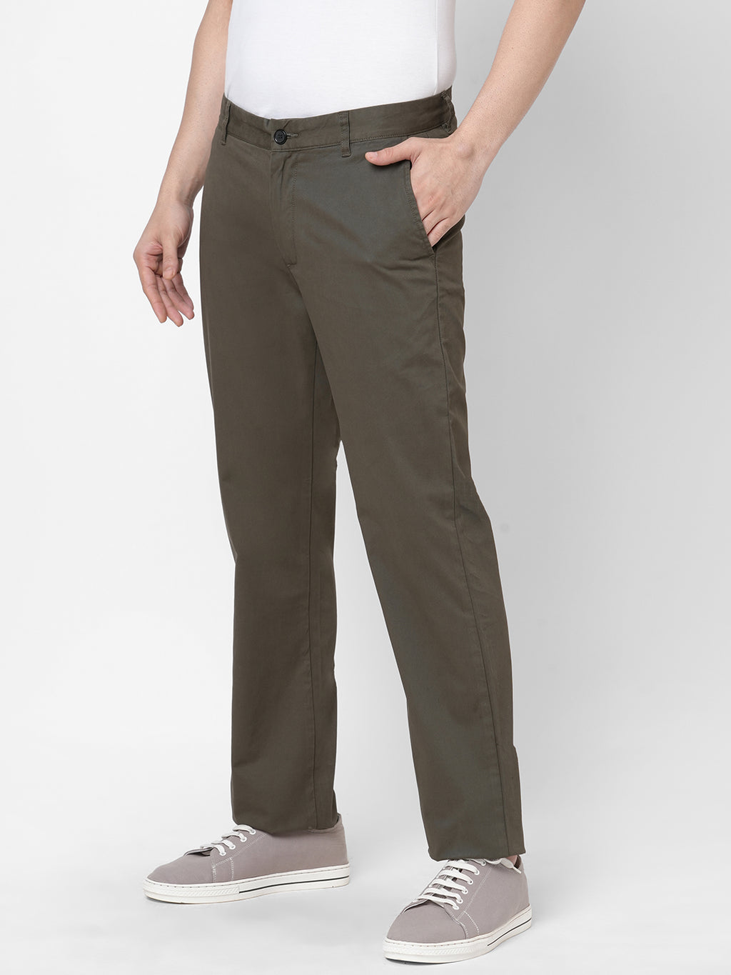 Men's Lycra Olive Regular Fit Pant Cotton