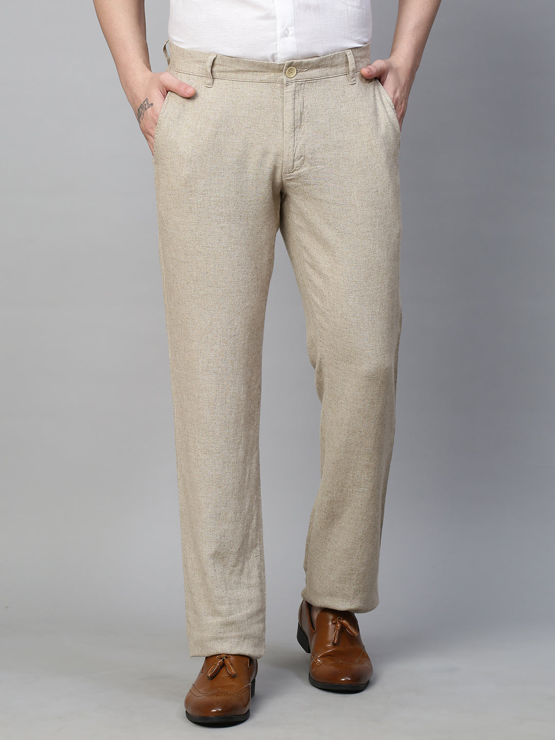 Men's Natural Linen Regular Fit Pant
