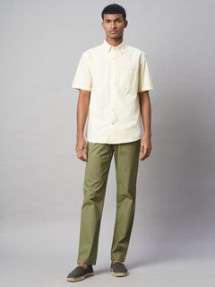 Men’s Cotton Lycra Regular Fit Side And Back Pockets Pant Olive