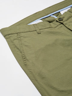 Men’s Cotton Lycra Regular Fit Side And Back Pockets Pant Olive