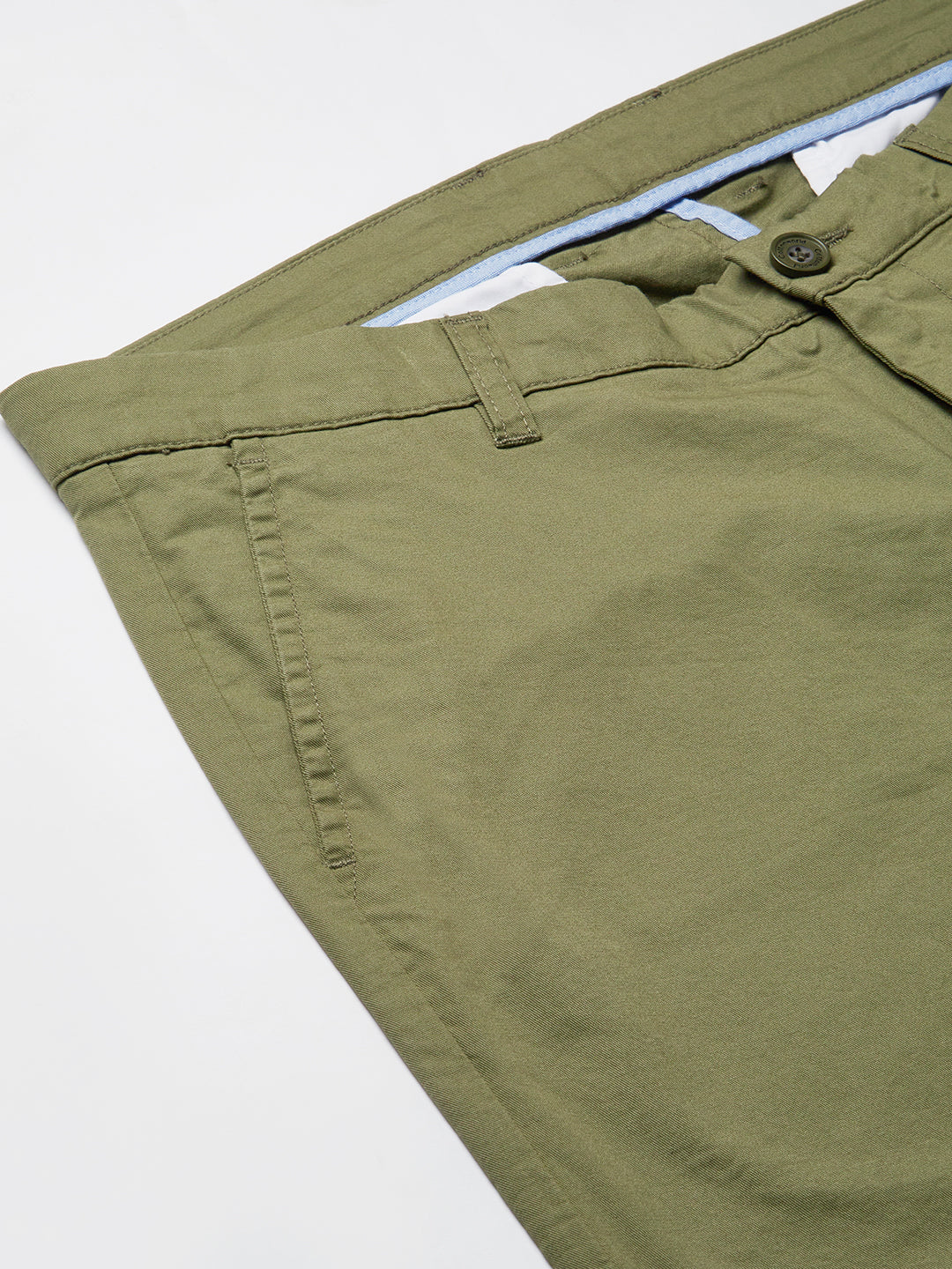 Men's Olive Cotton Lycra Regular Fit Pant