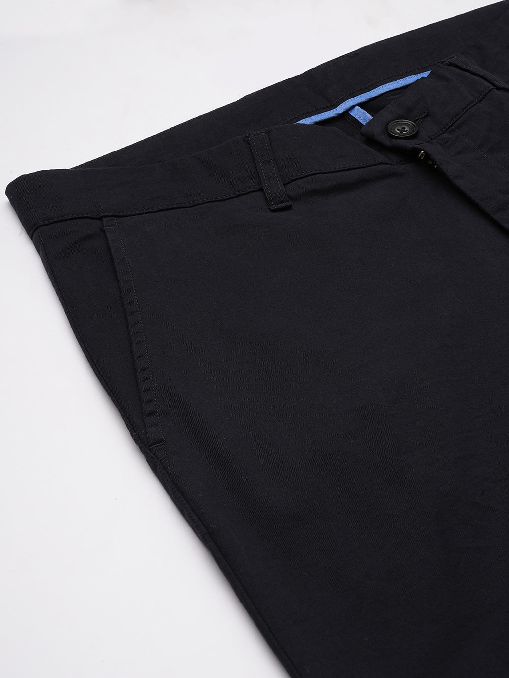 Men's Black Cotton Lycra Regular Fit Pant