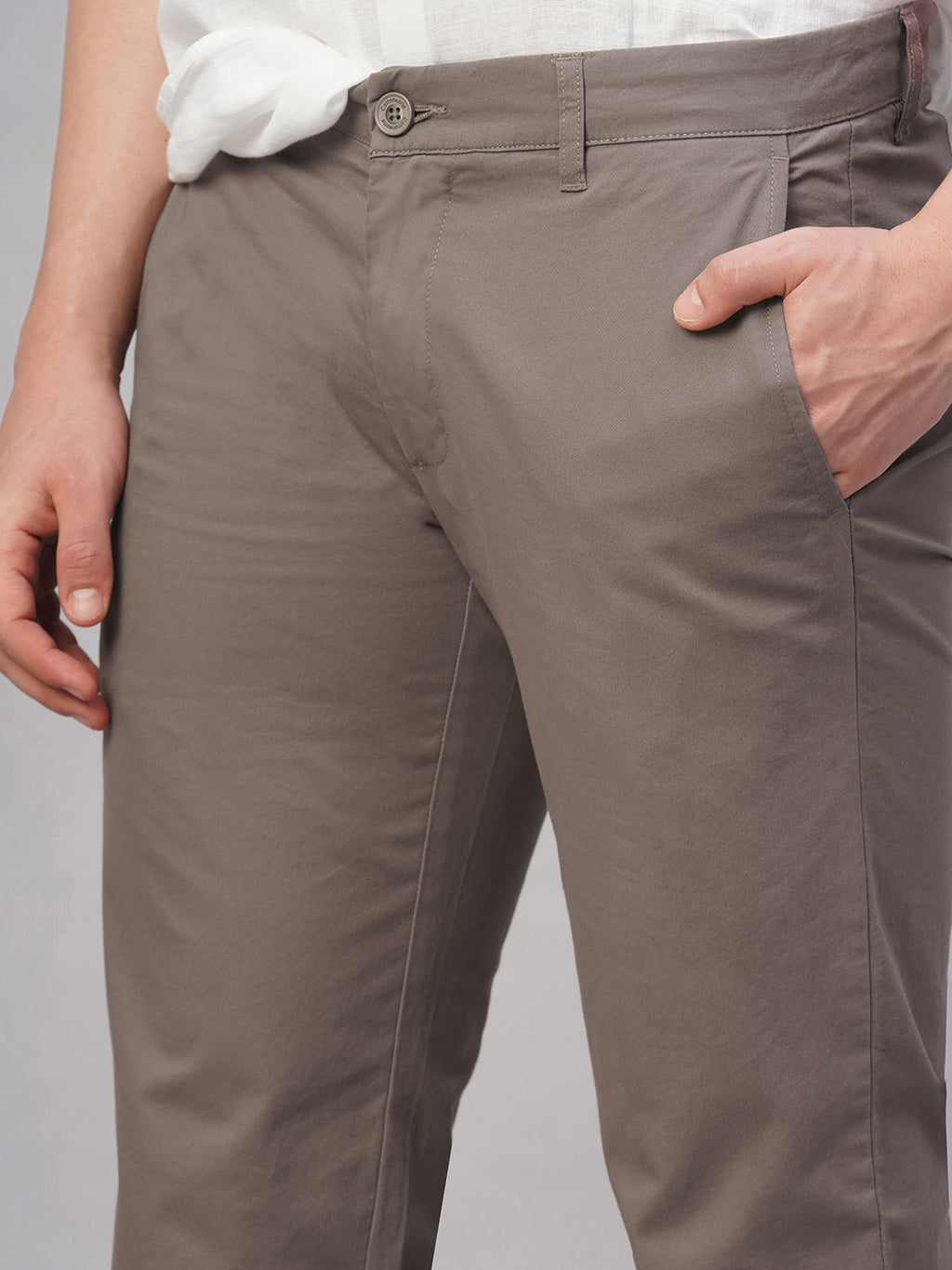 Men's Cotton Lycra Regular Fit Pant Brown