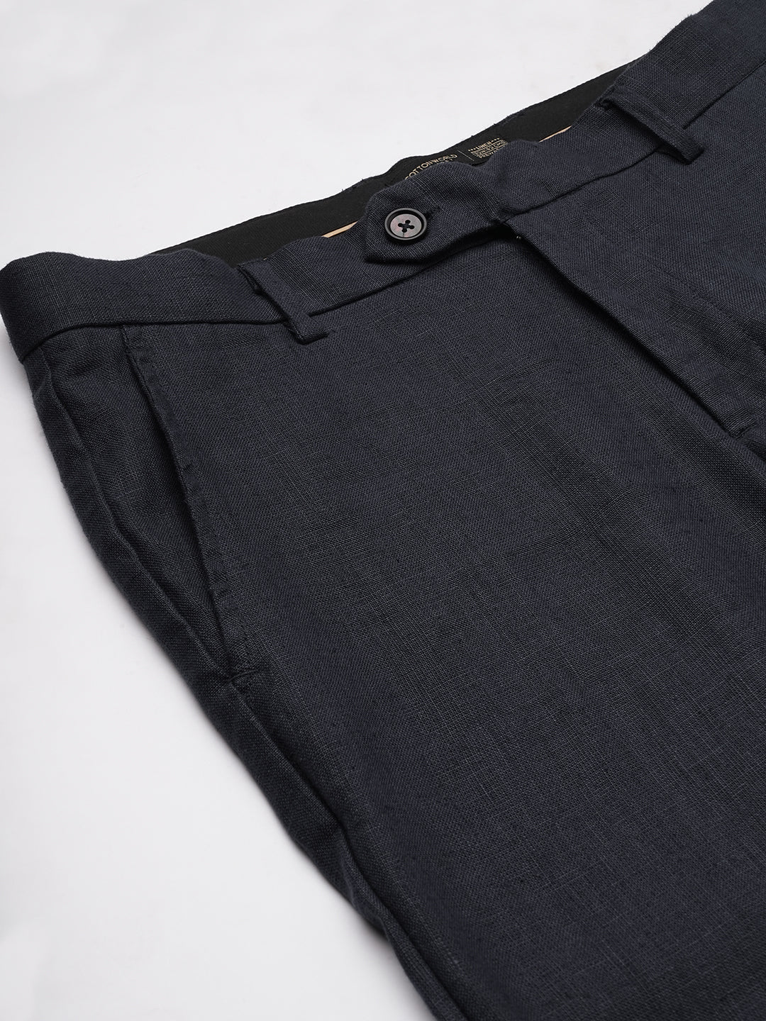 Men's Navy Cotton Lycra Regular Fit Pant