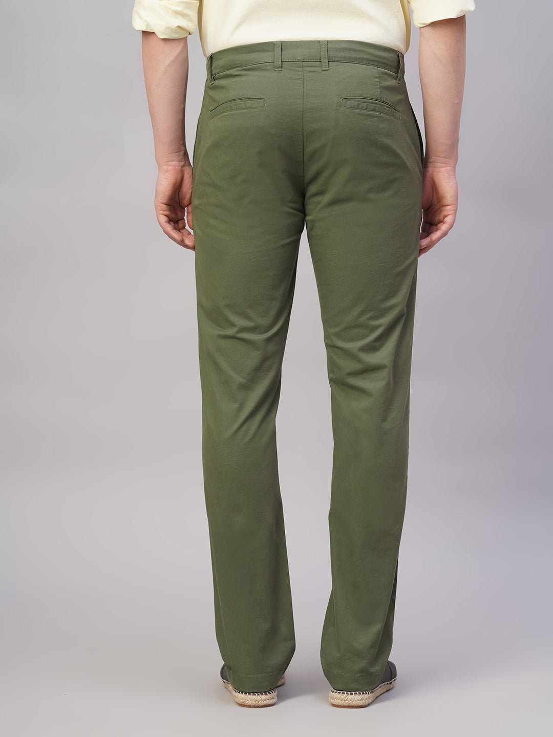 Men's Olive Cotton Lycra Regular Fit Pant